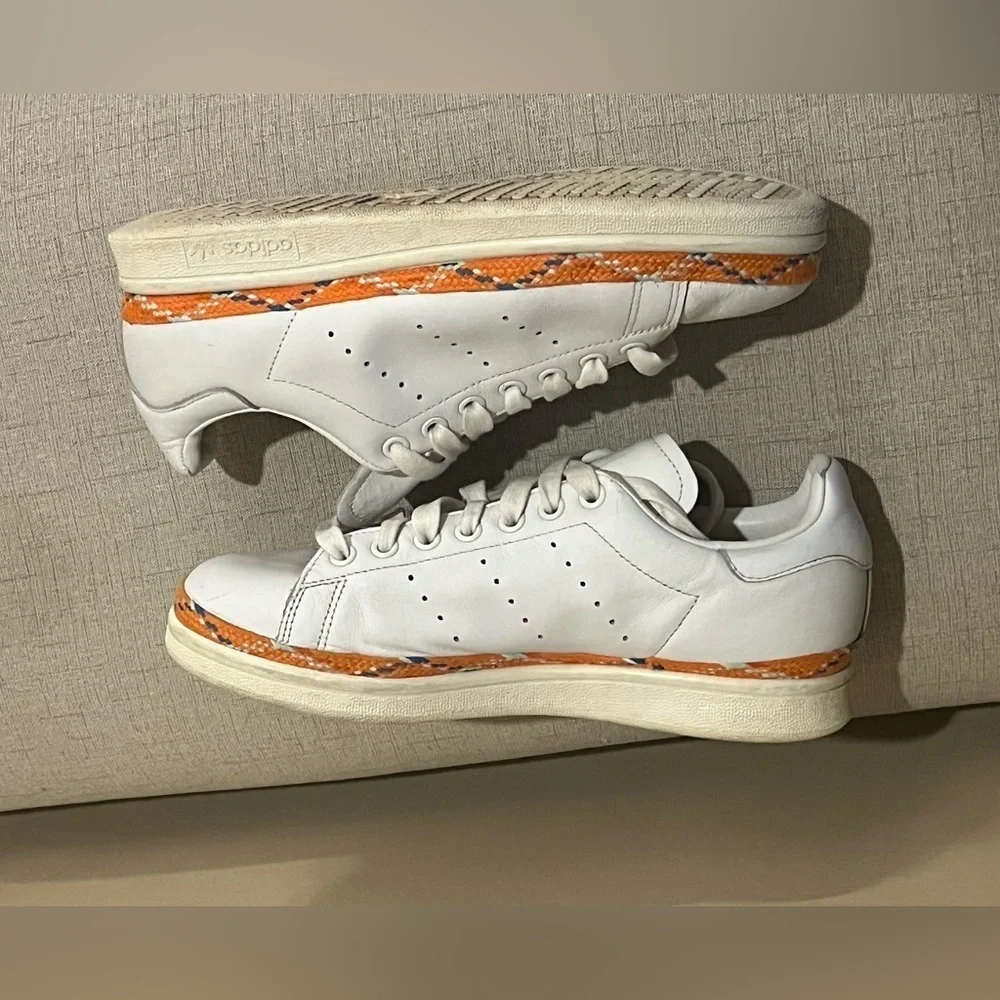 Adidas Stan Smth New Bold White and Orange Sneakers, size 7